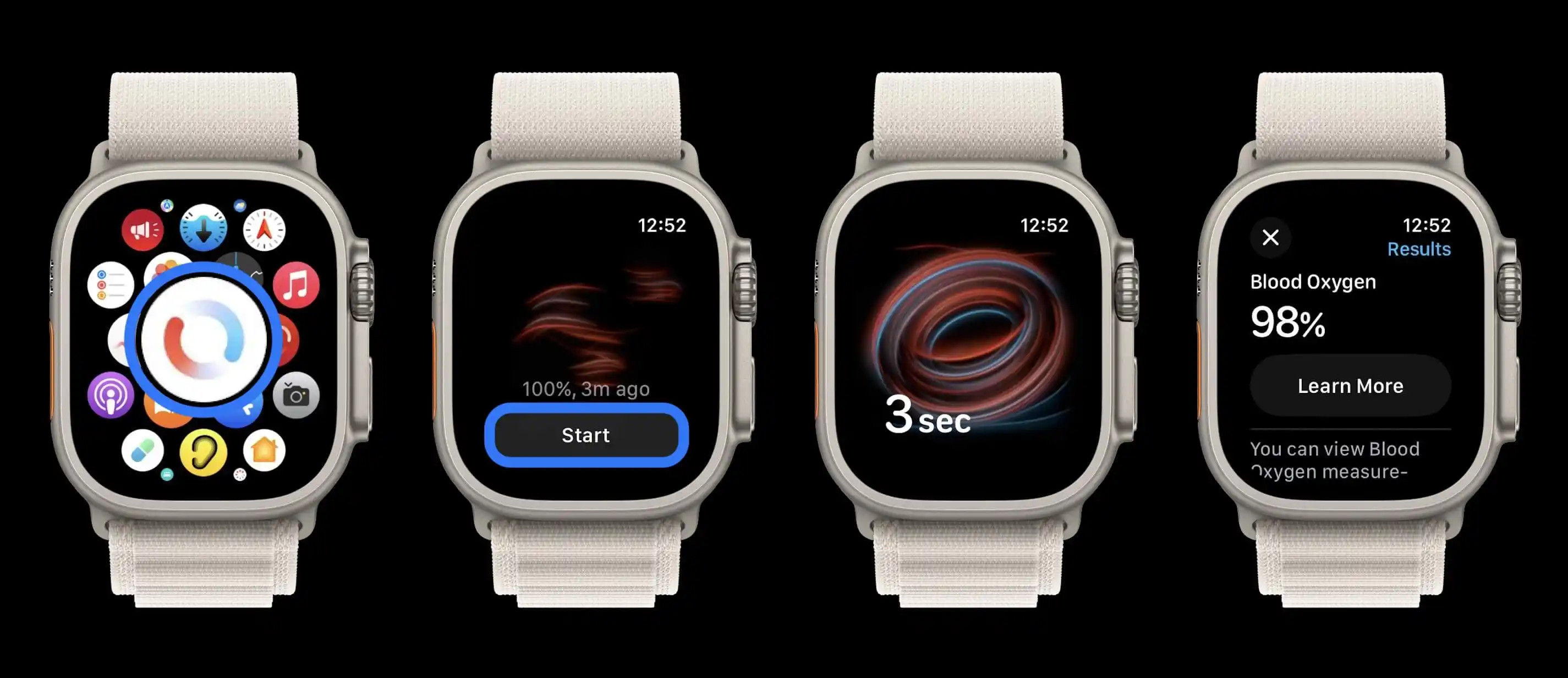 Ergebnis der Blutsauerstoffmessung auf dem Apple Watch Display
