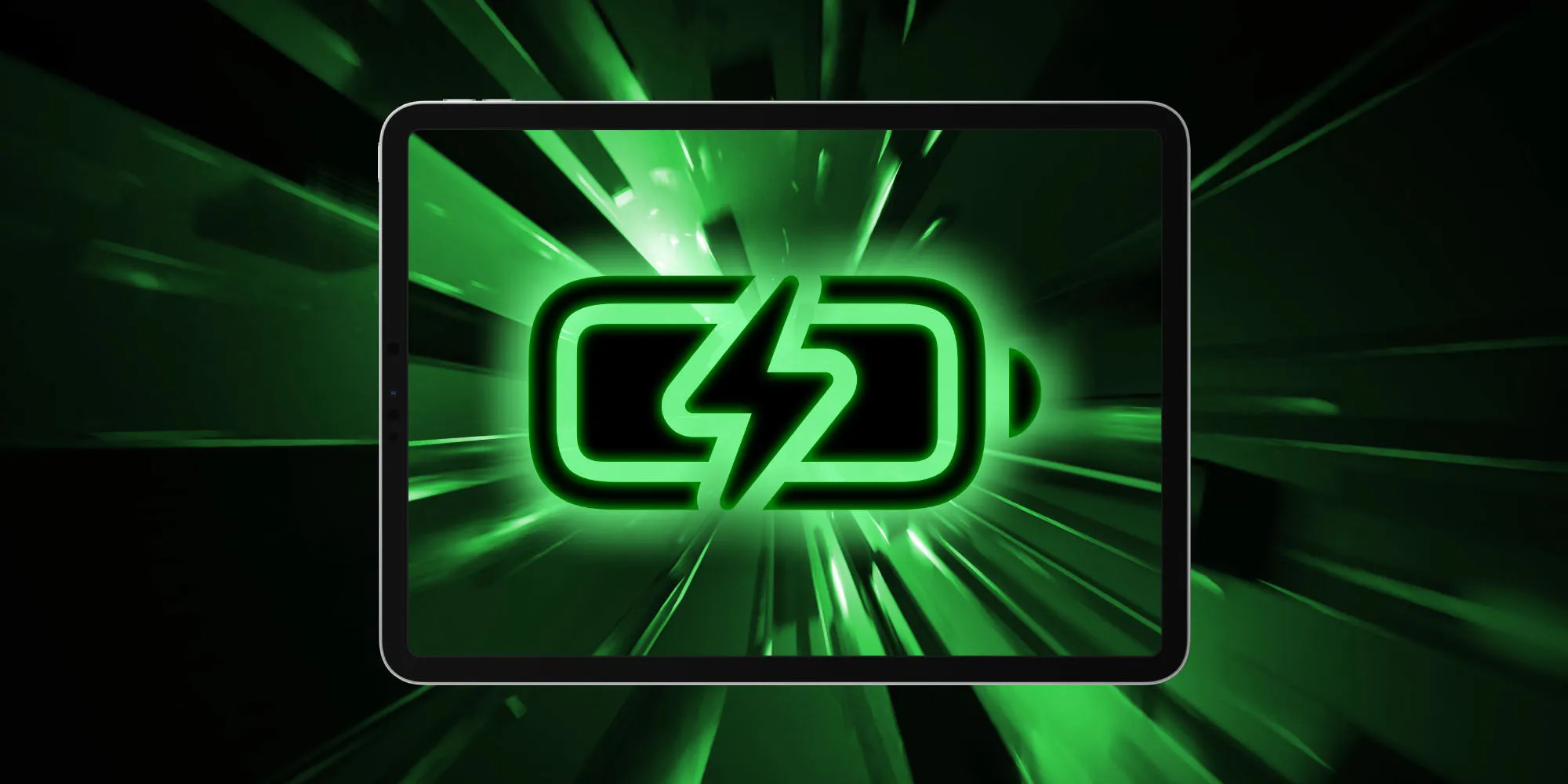 iPad mit verschiedenen Apps auf dem Bildschirm zur Veranschaulichung der Batterienutzung