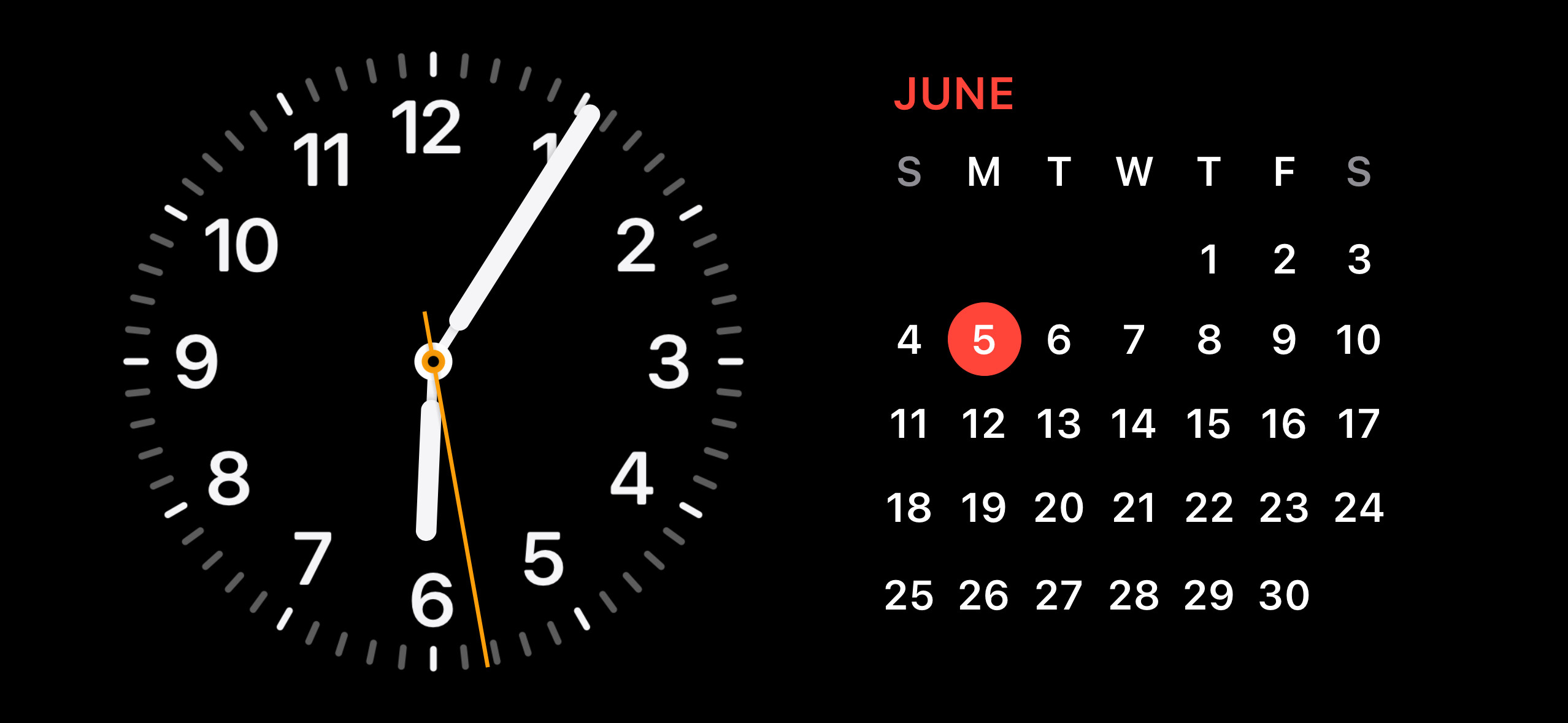 Standardansicht des StandBy-Modus mit Uhr und Kalender