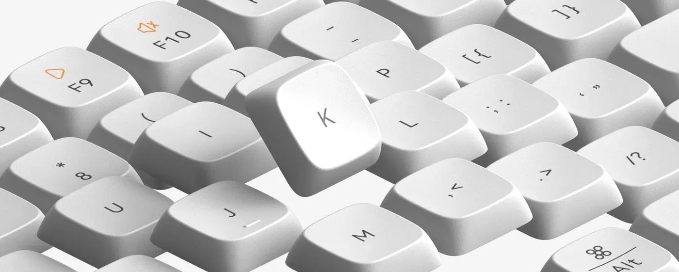 Nahaufnahme der flachen Tastenkappen und Schalter